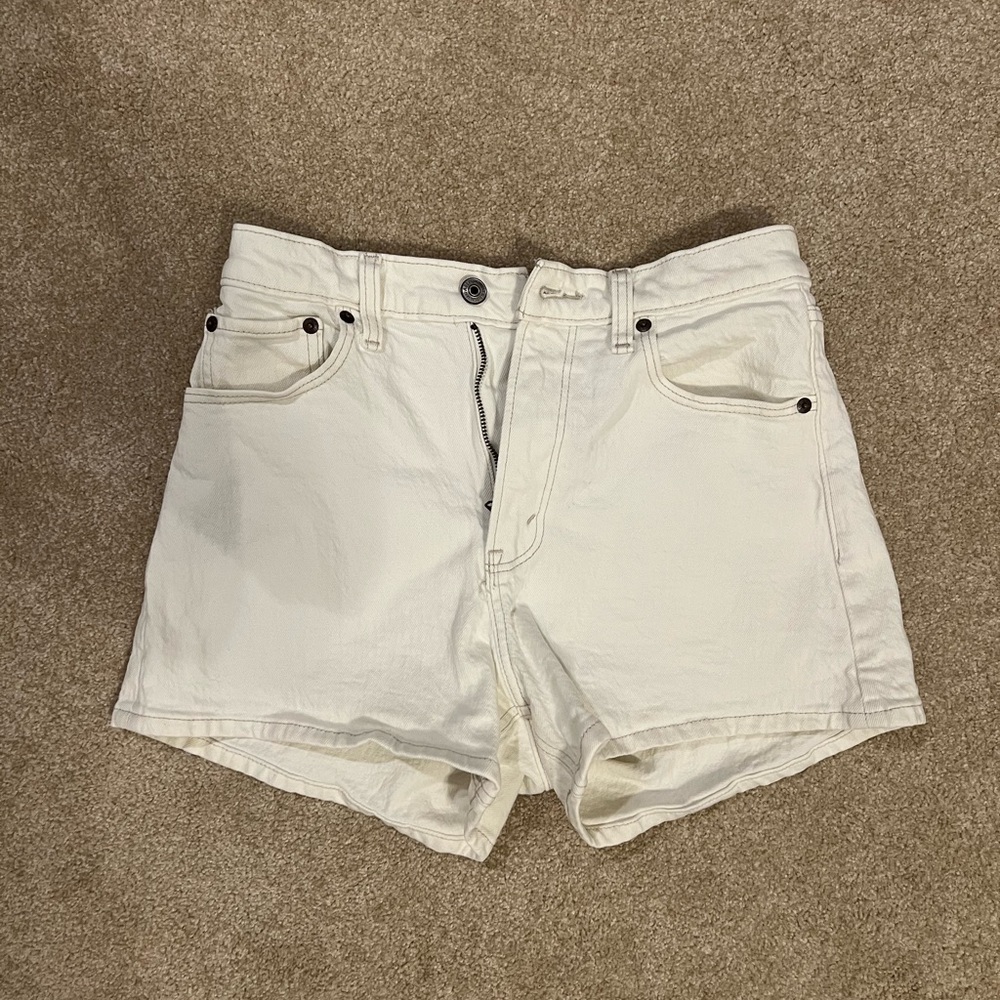 Abercrombie & Fitch Cream High Rise Cutoff Shorts